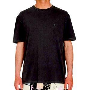VOLCOM Men’s New Black Solid Stone Emb T-shirt Tee Cotton Size M